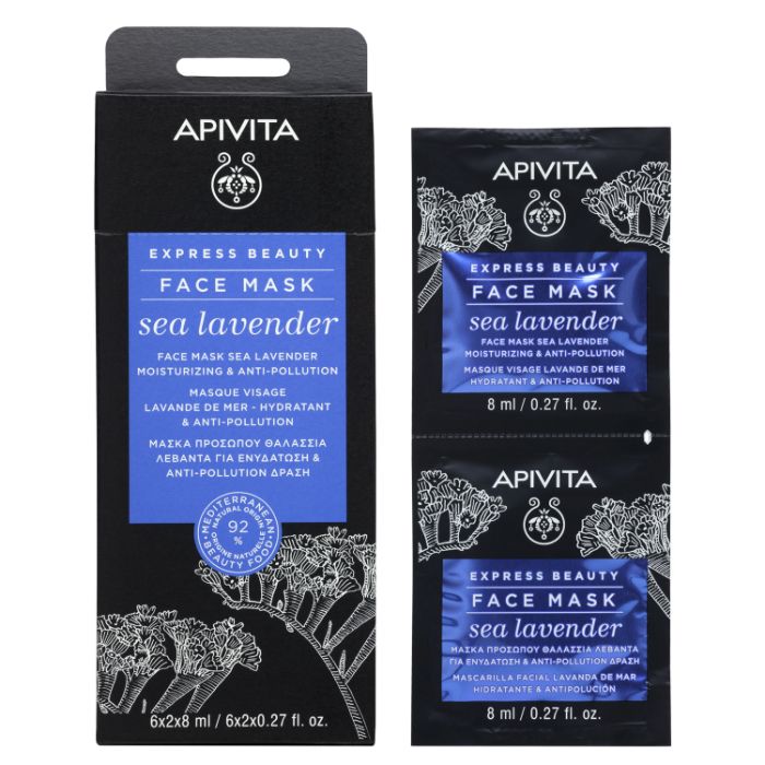 Apivita Express Beauty Máscara Hidratante E Antipoluição de Lavanda-Do-Mar