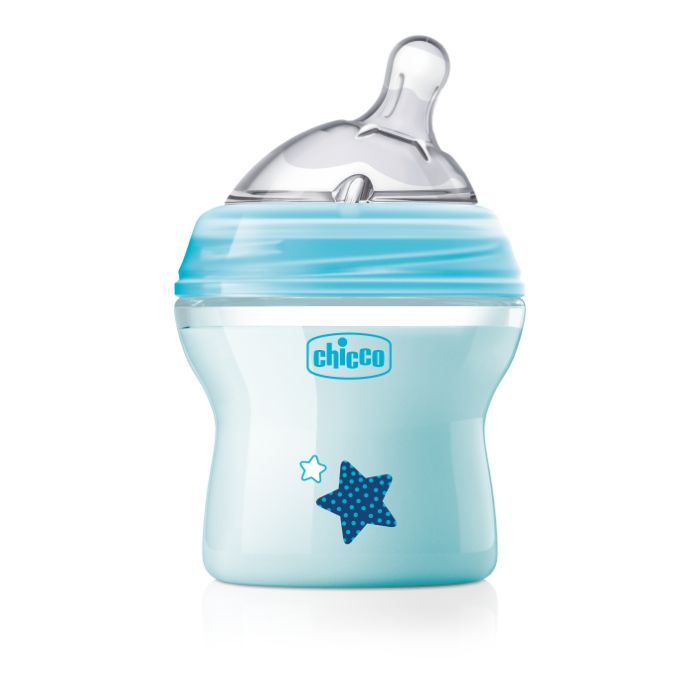 Chicco Biberão NaturalFeeling 150ml – Fluxo Normal – Azul Tetina Silicone 0M+