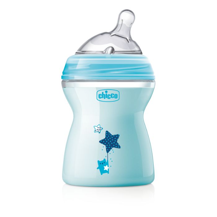 Chicco Biberão NaturalFeeling 250ml – Fluxo Médio – Azul Tetina Silicone 2M+