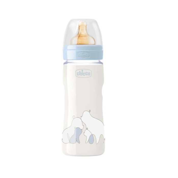 Chicco Biberão Original Touch 330ml – Fluxo Regulável – Azul Tetina Borracha 4M+