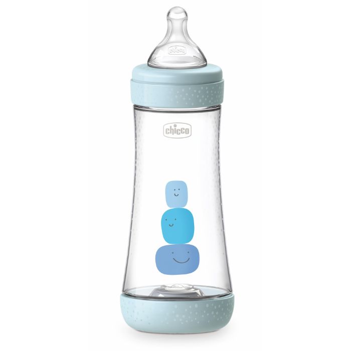 Chicco Biberão Perfect 5 300ml – Fluxo Normal – Azul Tetina Silicone 4M+