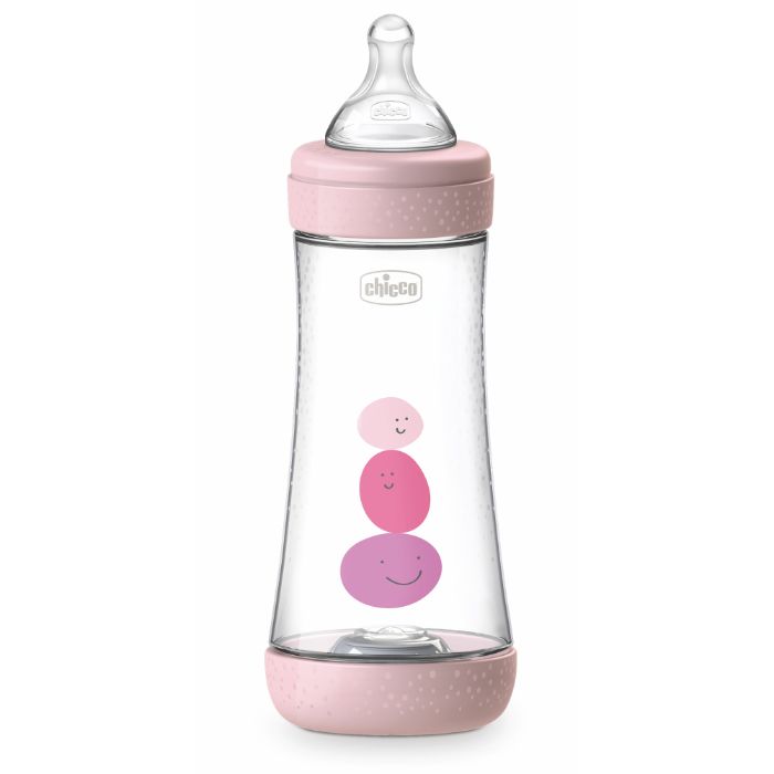 Chicco Biberão Perfect 5 300ml – Fluxo Normal – Rosa Tetina Silicone 4M+