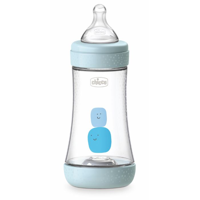 Chicco Biberão Perfect 5 240ml – Fluxo Normal – Azul Tetina Silicone 2M+