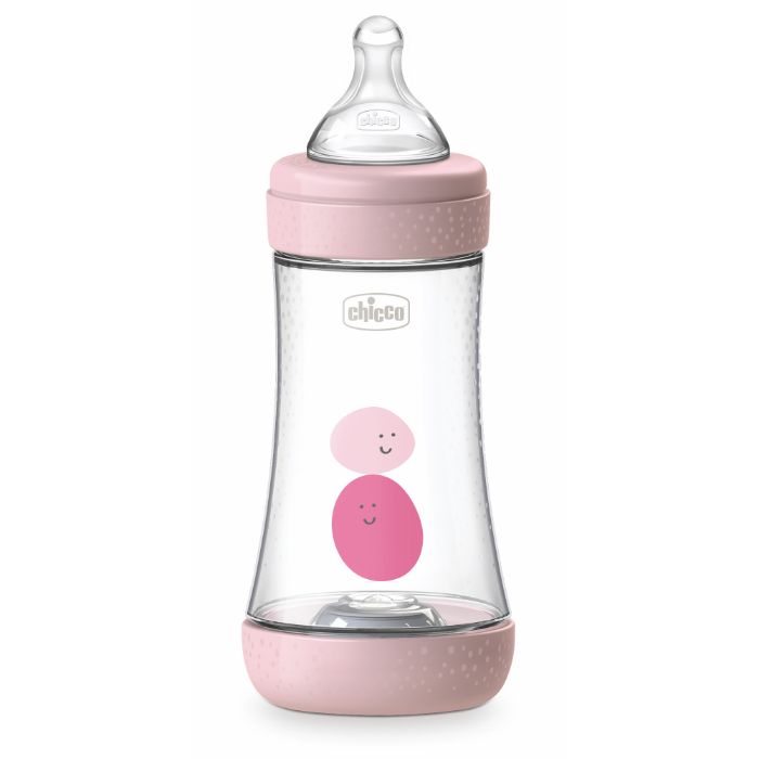 Chicco Biberão Perfect 5 240ml – Fluxo Normal – Rosa Tetina Silicone 2M+