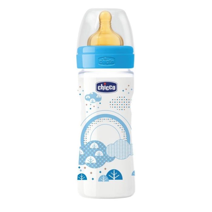 Chicco Biberão Well-Being 250ml- Fluxo Médio – Azul Tetina Latex 2M+