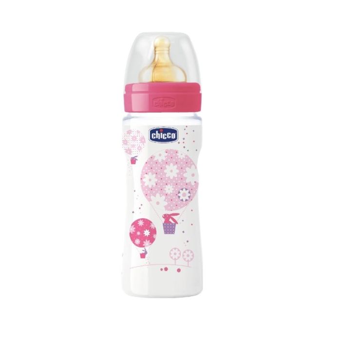 Chicco Biberão Well-Being 330ml- Fluxo Rápido – Rosa Tetina Latex 4M+