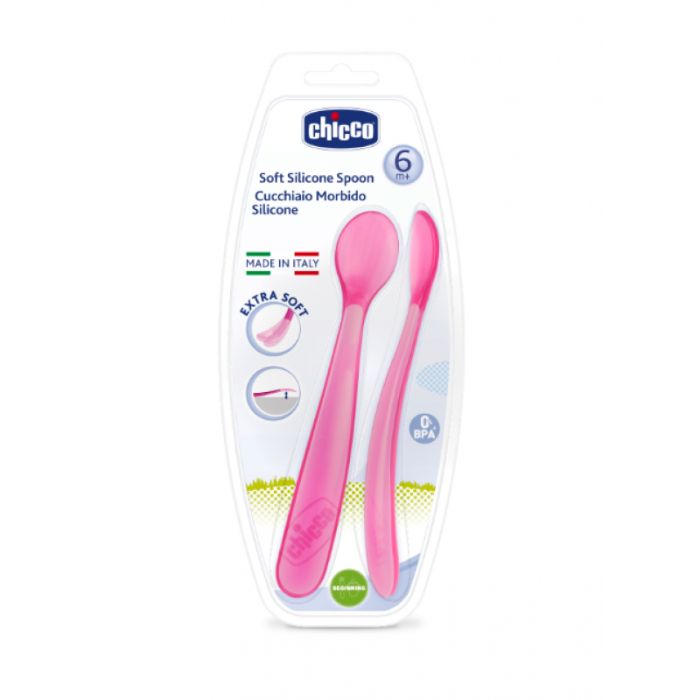 Chicco Colher Macia Silicone – 6M+ Rosa