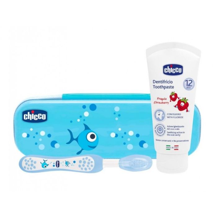 Chicco Kit Sempre Sorridentes Conjunto de Higiene Oral – Azul 12M+