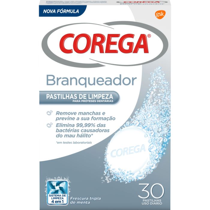 Corega Pastilhas de Limpeza Branqueadoras