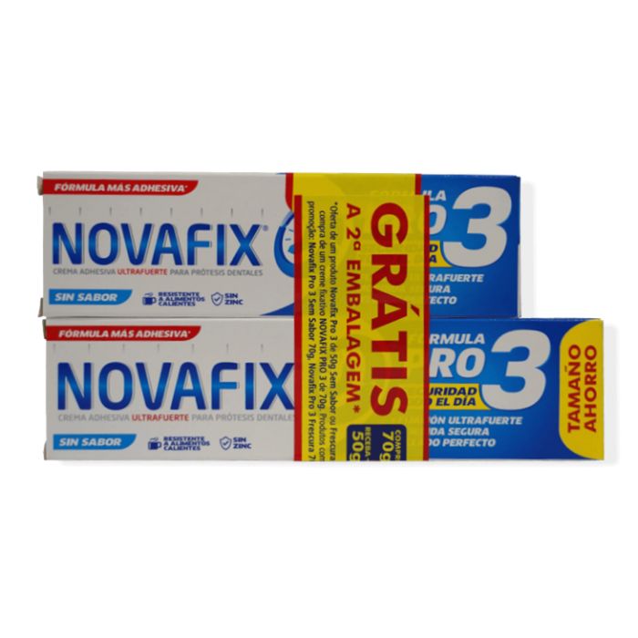 Novafix Pro3 – Sem Sabor Creme 70 g + Oferta Creme 50 g