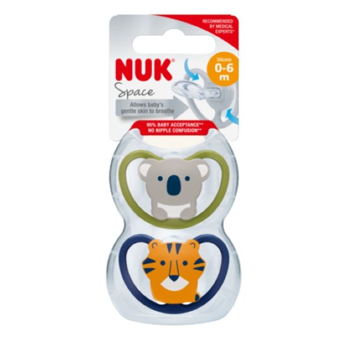 NUK Chupeta Space Silicone 0-6m Pack de 2