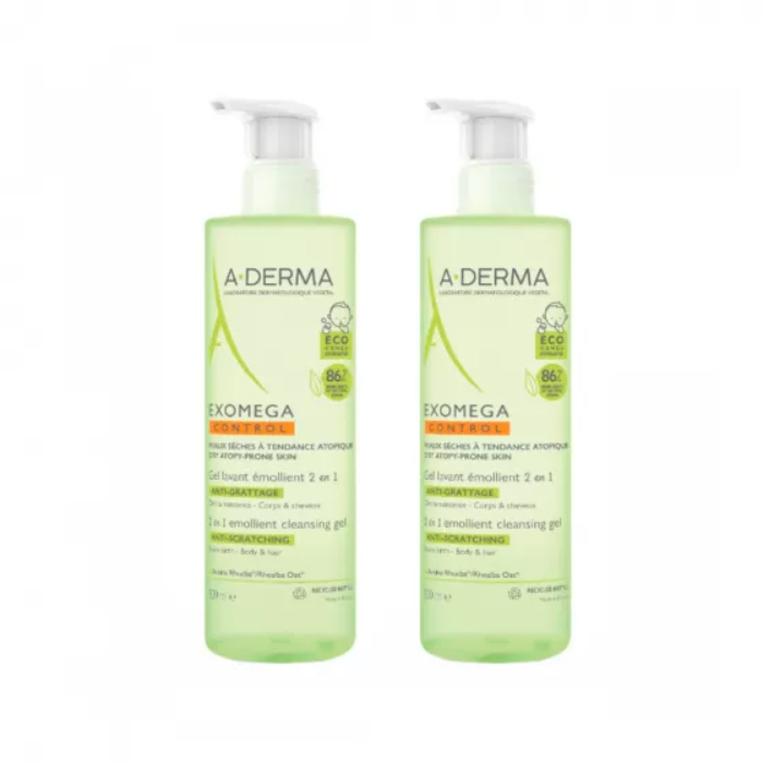 A-Derma Exomega Control Gel Corpo e Cabelo 2×500 ml