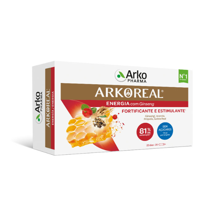 ARKOREAL Geleia Real + Ginseng Sem Açúcar 20 ampolas