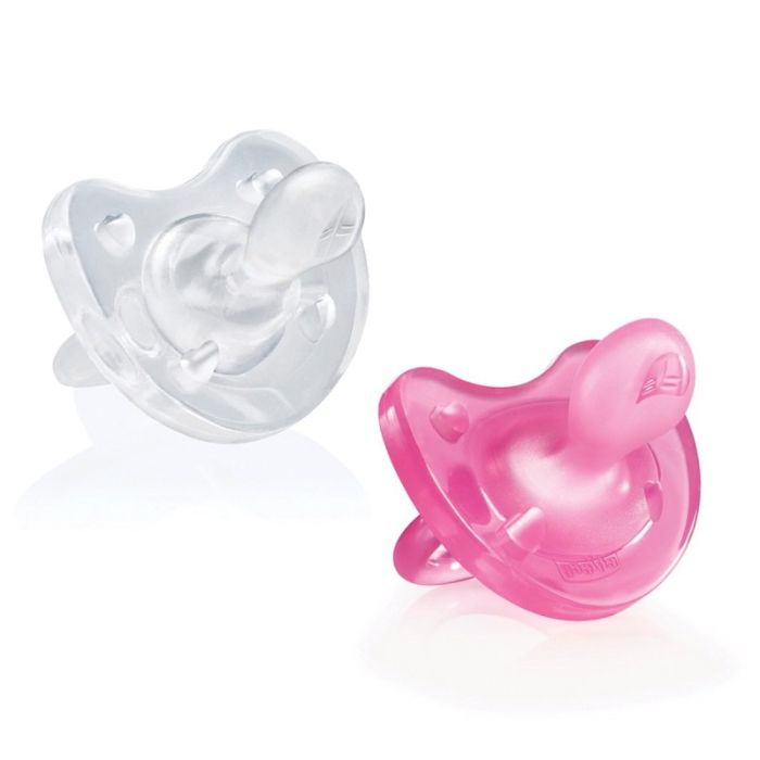 Chicco Chupeta Physio Soft Silicone Rosa + Transparente 0-6M 2PC