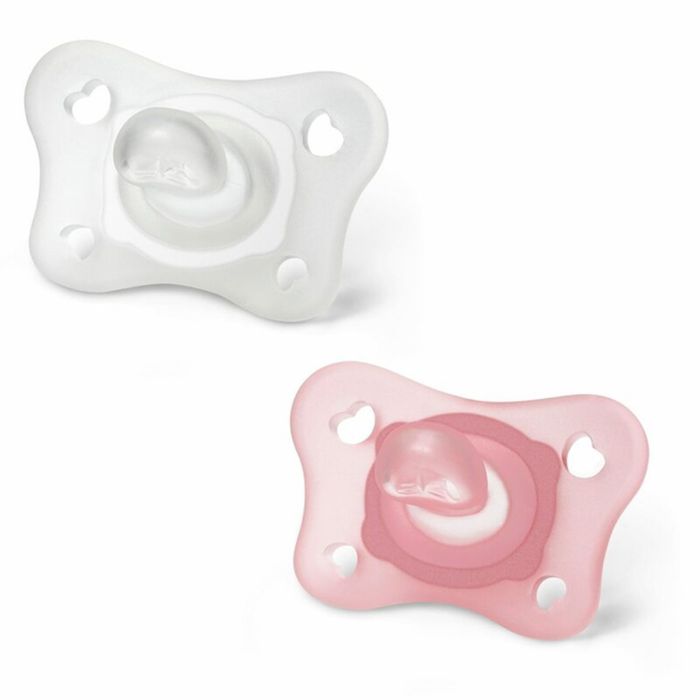 Chicco Chupeta Physioforma Mini Soft Silicone Transparente + Rosa 0-2M 2PCS