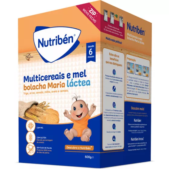 Nutribén Farinha Multicereais e Mel Bolacha Maria LA 600g