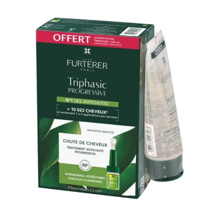 René Furterer Triphasic Progressive Soro Antiqueda 8 x 5.5 ml Oferta Champô Triphasic 100 ml