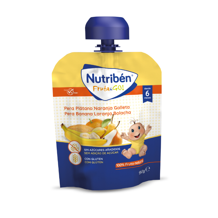 Nutribén Fruta&go! Pera, banana, laranja e bolacha 90g