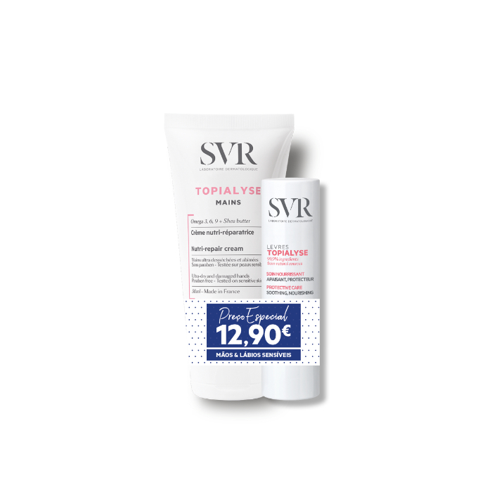 SVR Topialyse Creme Mãos X2 + oferta Stick labial