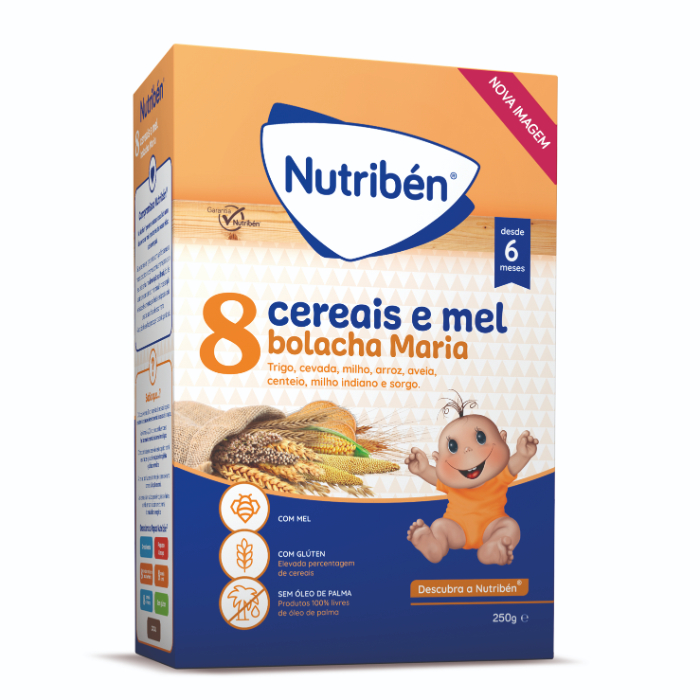 Nutribén Farinha 8 Cereais e Mel Bolacha Maria 250g