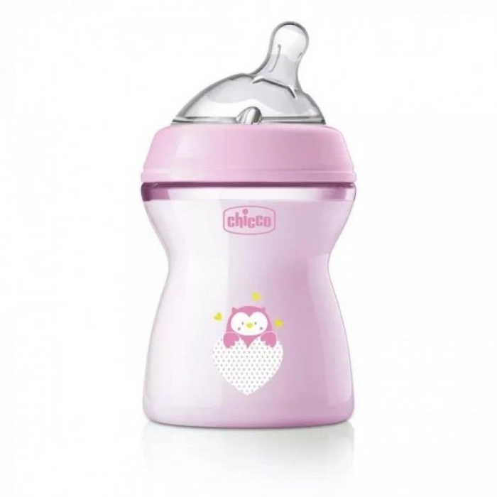 Chicco Biberão Plástico NaturalFeeling Rosa 2⁺ Fluxo Médio 250 ml