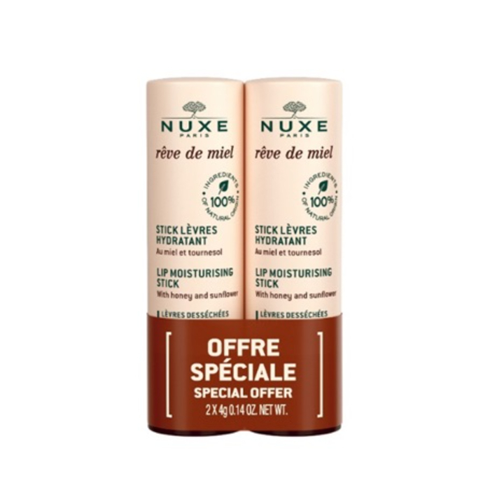 Nuxe Rêve de Miel Duplo Stick Labial Hidratante, 4gr + 4gr