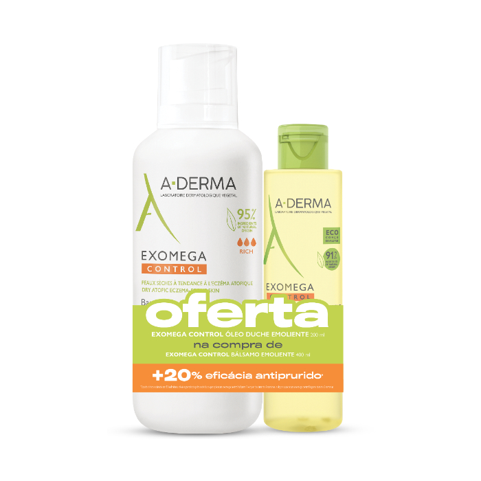 A-Derma Exomega Control Bálsamo Emoliente 400ml + Exomega Óleo Banho 200ml