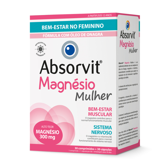 Absorvit Magnésio Mulher x 30 Comprimidos + 30 Cápsulas