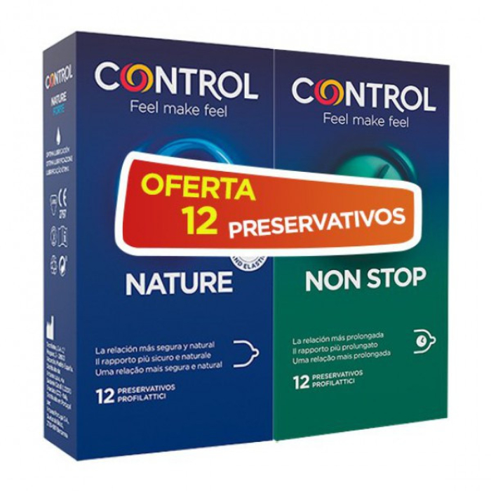 CONTROL NATURE PRESERVATIVO 12 UNIDADES + OFERTA DE NONSTOP PRESERVATIVO 12 UNIDADES