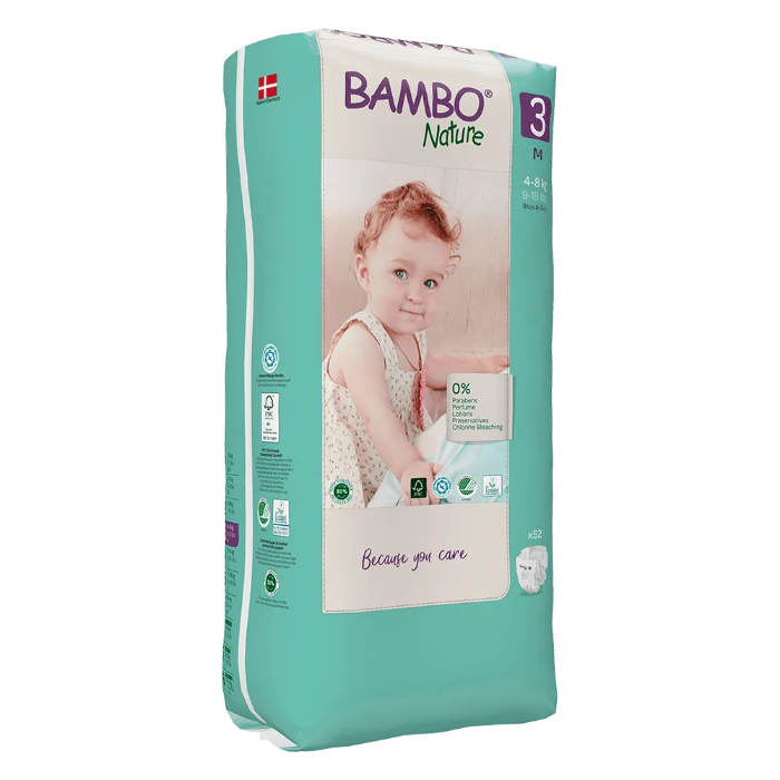 Bambo Nature Fraldas Tamanho 3 (M) 4-8 kg x 52 Fraldas