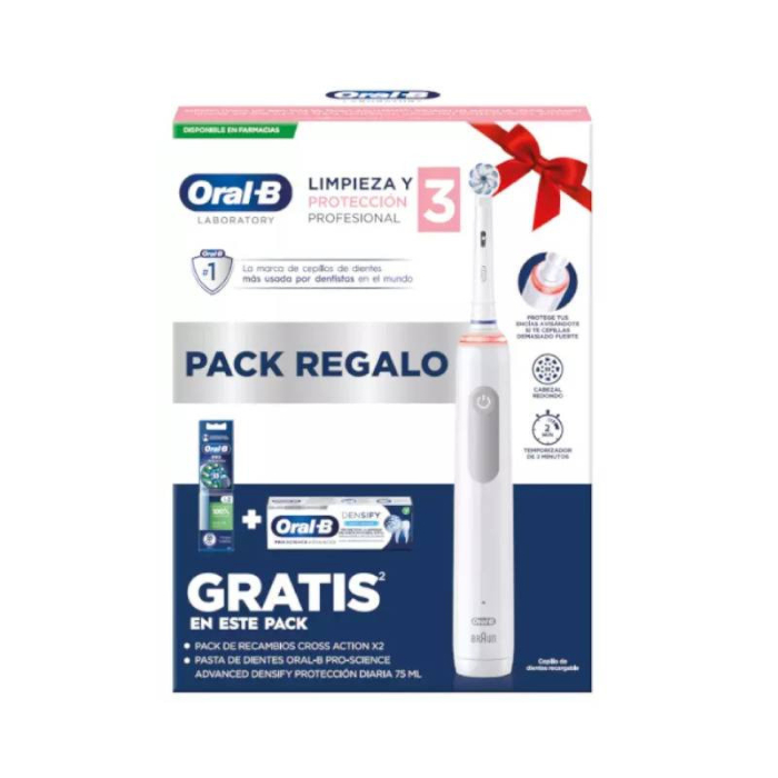 Oral-B Pro 3 Escova Eletrica Pack Oferta 2 Recargas + Pasta Dentífrica