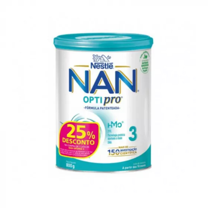 NAN Optipro 3 Leite Crescimento 12M+ 800g com 25% Desconto