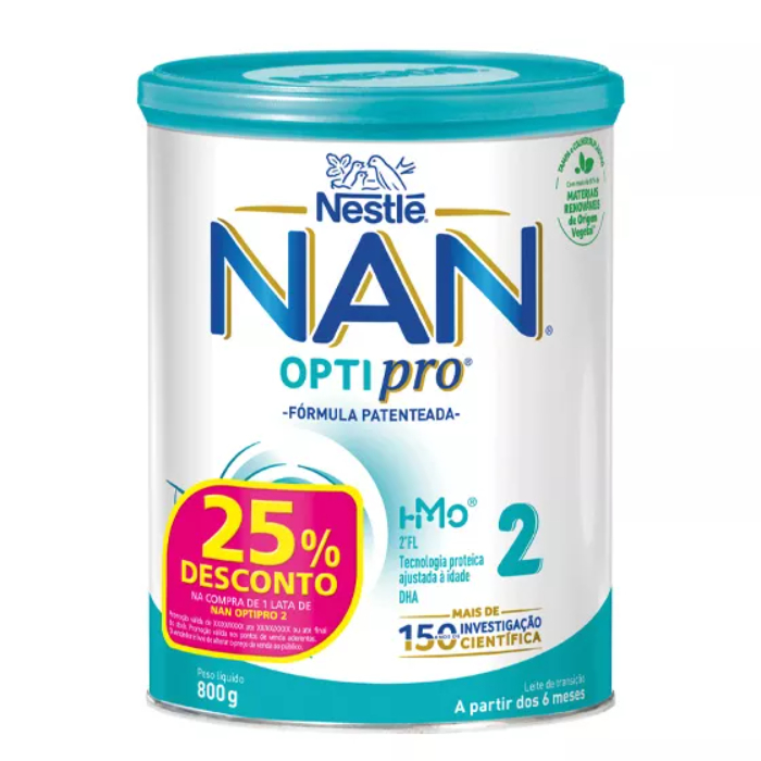 NAN Optipro 2 Leite Transição 6M+ 800g com 25% Desconto