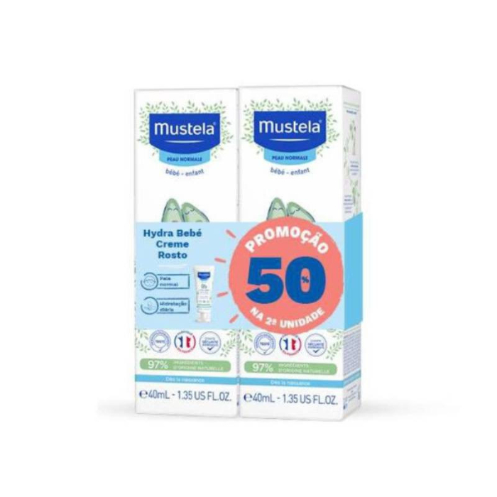 Mustela Bebé Duo Hidra Rosto 40 Ml com Desconto 50% na 2ª Embalagem