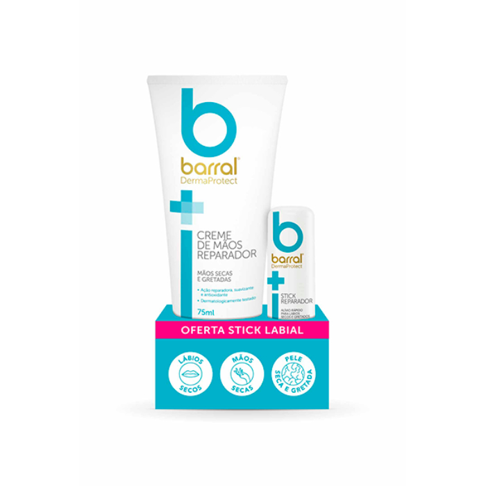 Barral DermaProtect Creme de Mãos 75ml + Stick Labial 4,8g