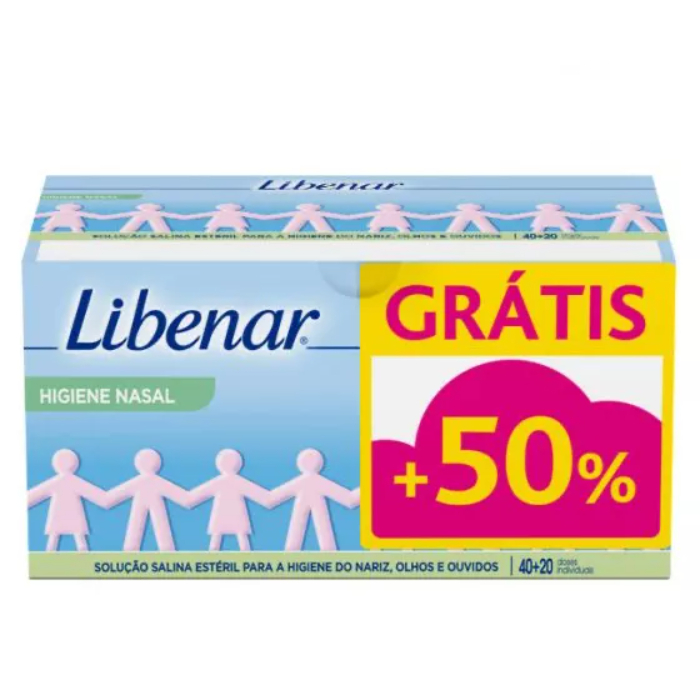 Libenar Solução Salina Esterilizada 5ml x 40 Unidades + 20 Unidades Oferta