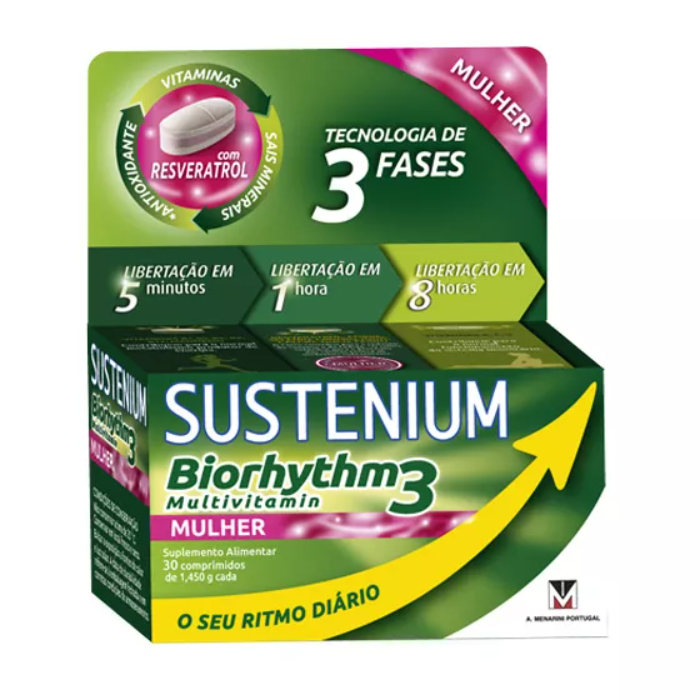 Sustenium Biorhythm 3 Multivitaminas Mulher x 30 Comprimidos