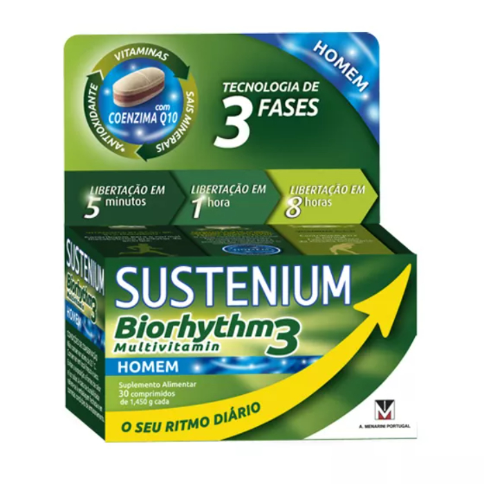 Sustenium Biorhythm 3 Multivitaminas Homem x 30 Comprimidos