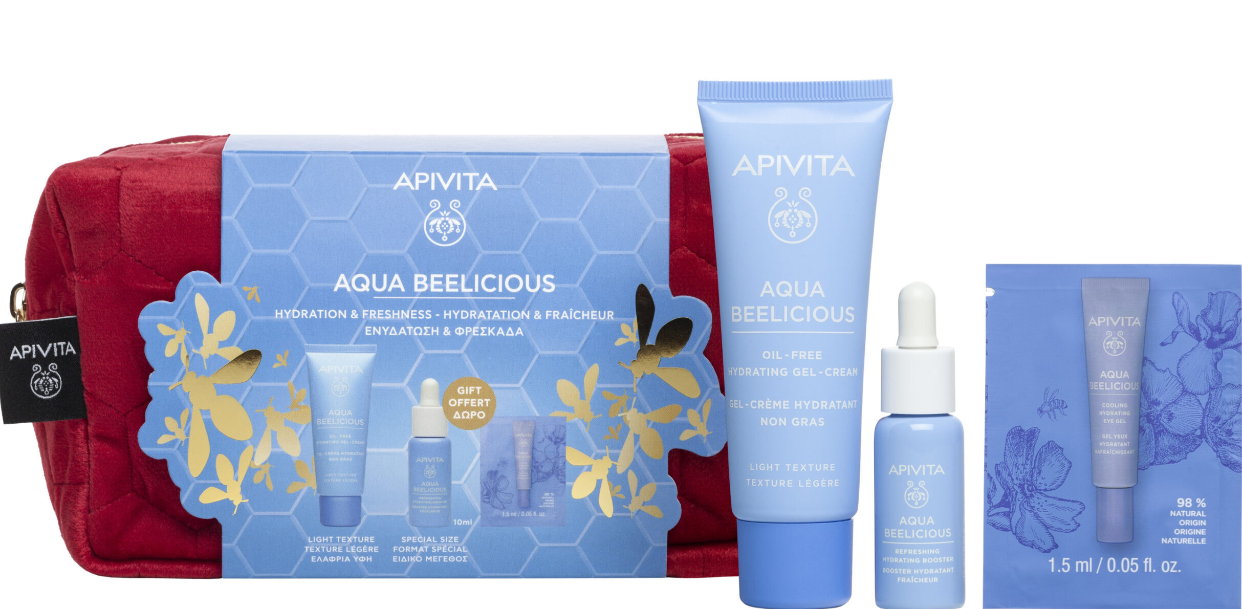 Apivita Aqua Beelicious Gel-Creme 40ml OFERTA Mini Booster 15ml & Amostra Contorno Olhos 1,5ml