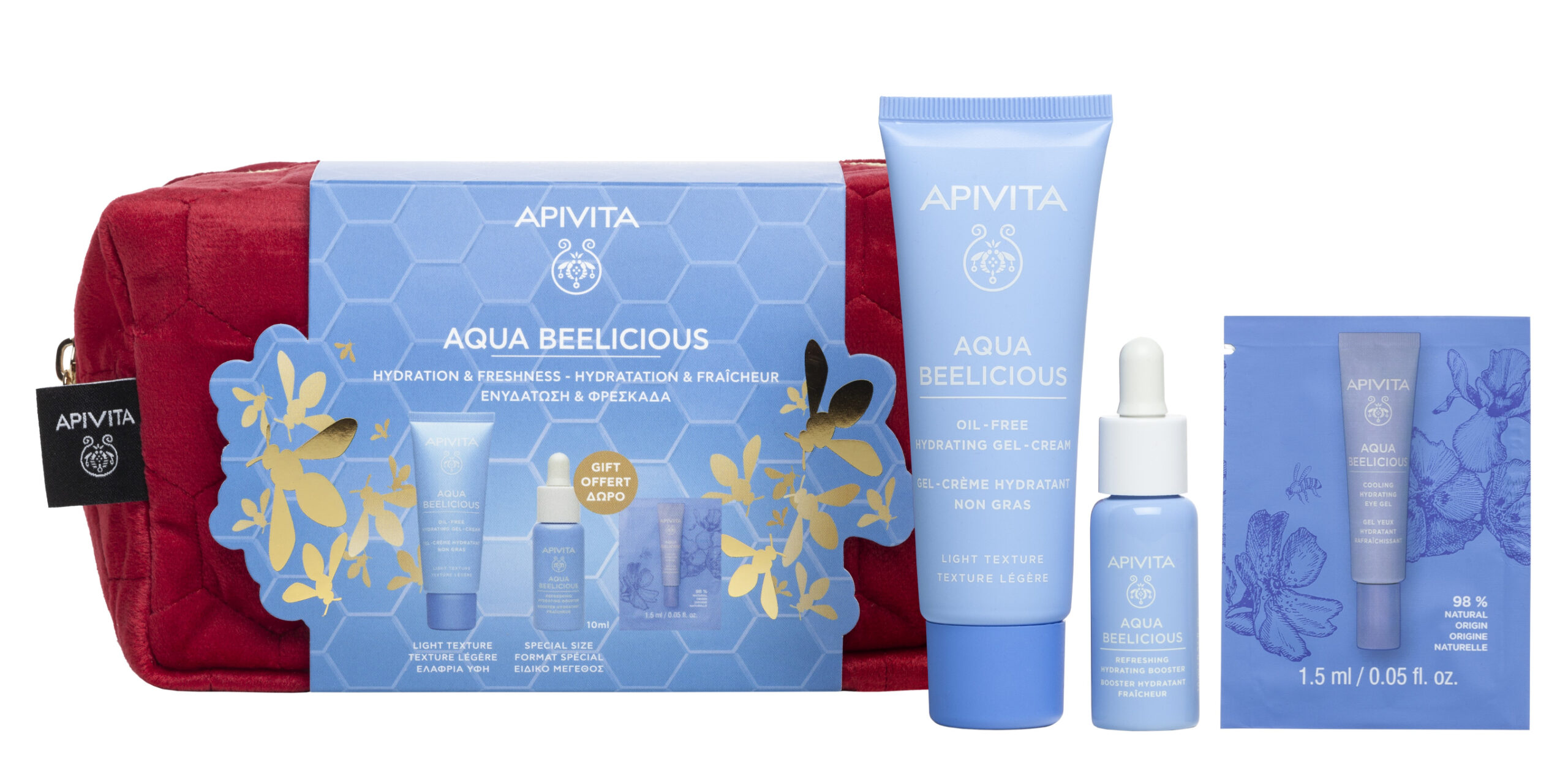 Apivita Aqua Beelicious Gel-Creme 40ml OFERTA Mini Booster 15ml & Amostra Contorno Olhos 1,5ml