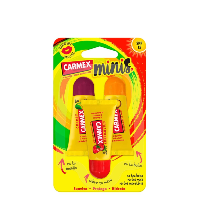 Carmex Minis Tubo Hidratante Labial SPF15 5g X3,