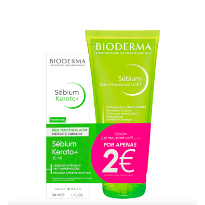 Bioderma Sébium Kerato+ Gel Creme 30 ml + Sébium Gel Moussant Actif 200 ml