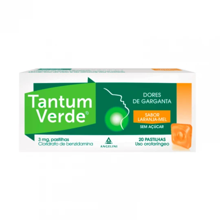 Tantum Verde 3mg Laranja-Mel Sem Açúcar x 20 Pastilhas