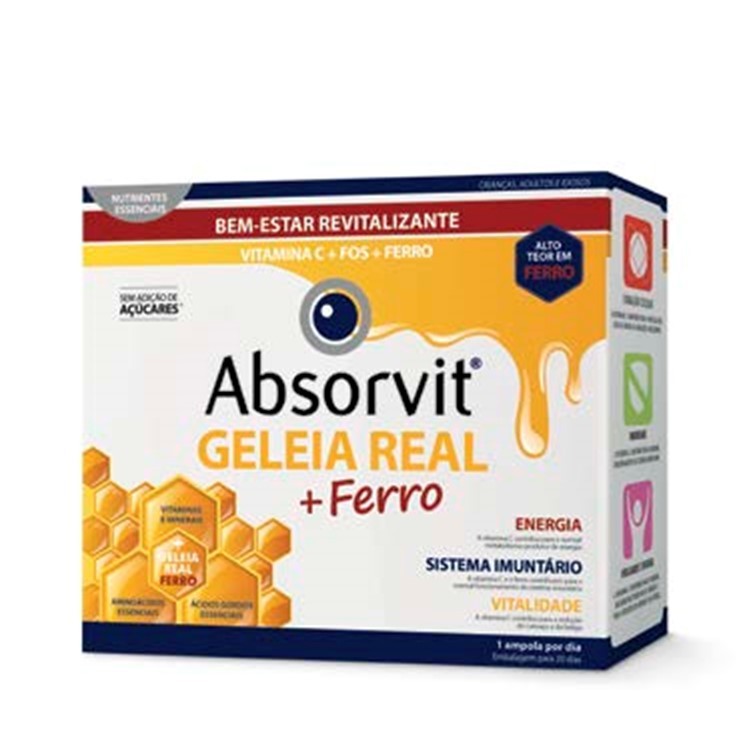 Absorvit Geleia Real + Ferro 20 Ampolas