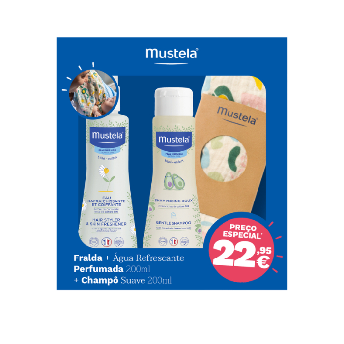 Mustela Fralda + Água Refrescante 200ml + Champô Suave 200ml